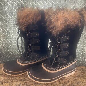 Sorel Joan of Arctic Waterproof Women's Winter Boots Black with Faux Fur Size 8